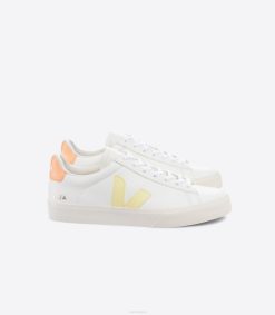 belgique Veja cuir sans chrome campo pêche soleil blanc 8LHZ19