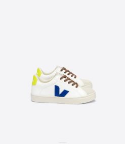 belgique Veja lacets esplar cuir sans chrome blanc indigo jaune fluo 8LHZ341