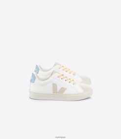 Veja lacets esplar cuir sans chrome acier sable blancenfants 8024LN332