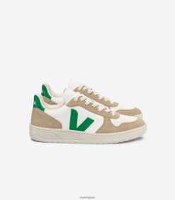 Veja v-10 cuir sans chrome blanc émeraude saharaHommes 8024LN40