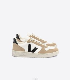 Veja v-10 cuir sans chrome blanc noir saharaHommes 8024LN38