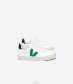 Veja v-10 lacets cwl blanc émeraude noirenfants 8024LN368